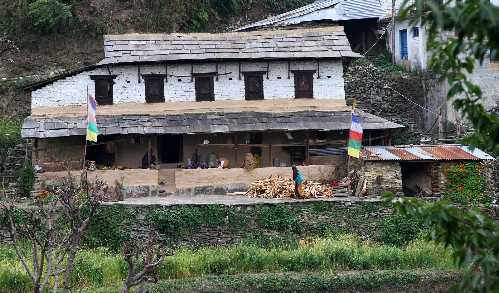 A traditional stone and timber Gurung farmhouse in Ghandruk.
