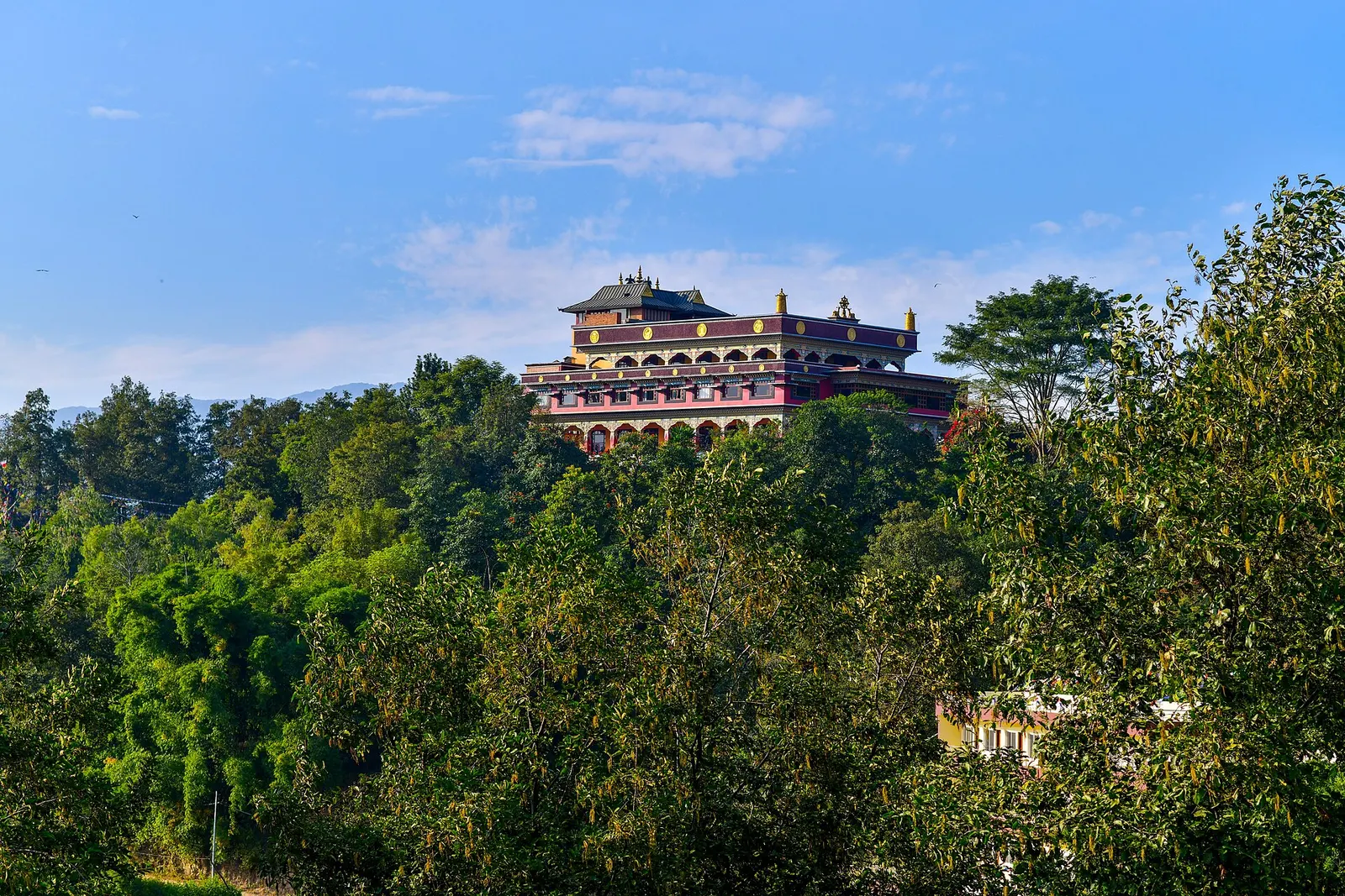 View of Pullahari Monastery and its hillside setting above the Kathmandu Valley.