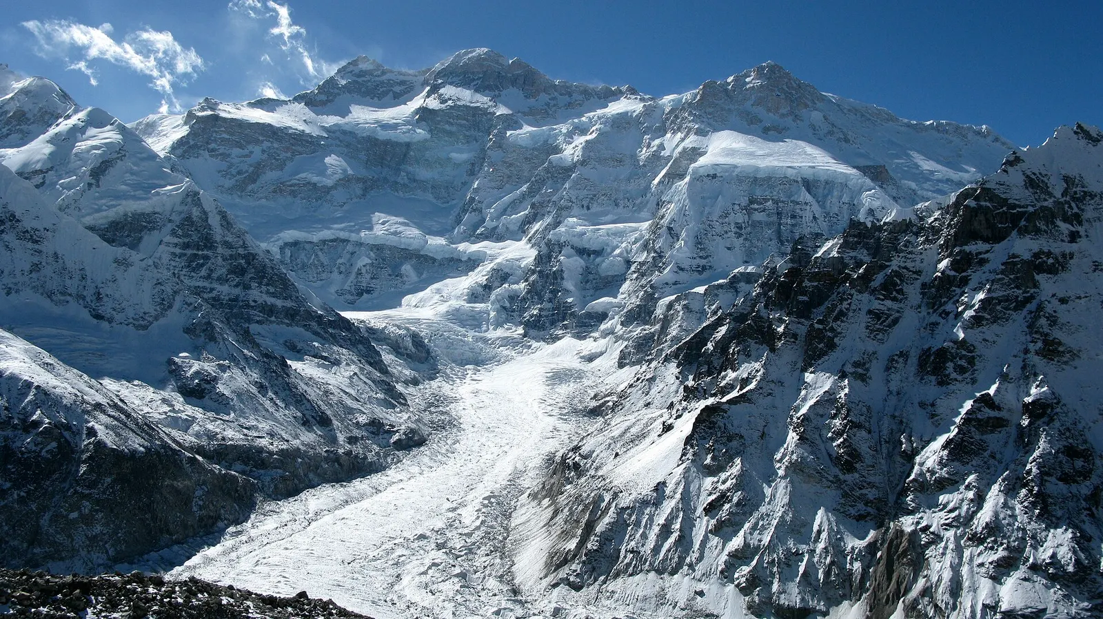 The north-west face of Kanchenjunga and the Kanchenjunga glacier seen from Pangpema.